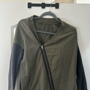 Green and grey Lululemon cross over jacket